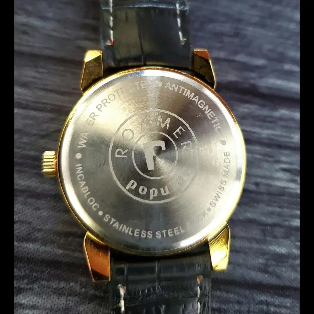 Rare Roamer Brevete Swiss Manual Mens Watch Gld Red Blk‎